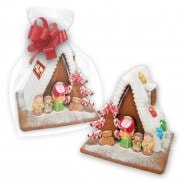 Individual gingerbread witch house with logo - large