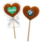 Lebkuchen Lolli Herz, 8cm inkl. Logo