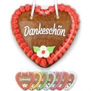 Gingerbread heart 14cm with text - sticker Dankeschön