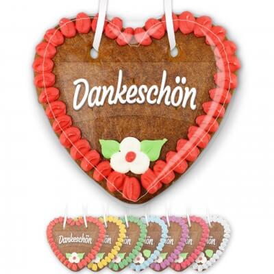Gingerbread heart 14cm with text - sticker Dankeschön