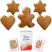 Lebkuchen Rohlinge 5er Set - Herz, Stern, Mann inkl. Dekorier Zubehör