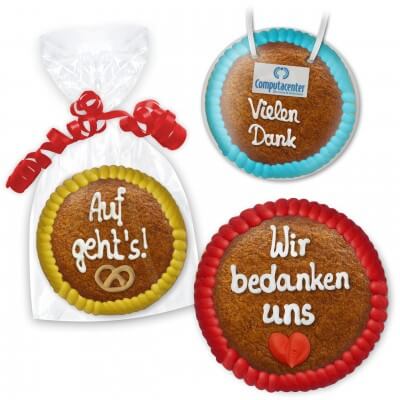 Gingerbread Circle 15cm - with lettering and optional with logo