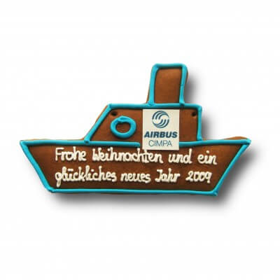 Gingerbread ship individual, 24cm - optional with logo