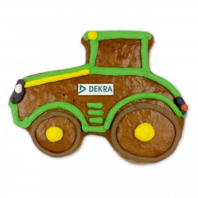 Gingerbread farmer tractor, 18cm individual - optional with logo