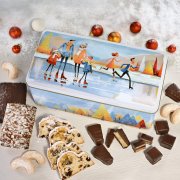 Lebkuchen Truhe Wintertraum geöffnet, mit Nürnberger Lebkuchen, Lebkuchenkonfekt, Christstollen und Weihnachtskekse