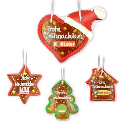 Gingerbread with german Christmas greeting and customized label