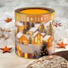 Tealight gingerbread tin with Elisen Lebkuchen in chocolate and sugar glaze, traditional German Christmas gingerbread assortment
