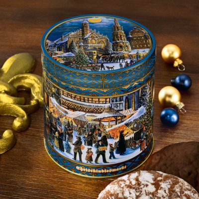 Stimmungsbild Lebkuchendose im historischen Nürnberg Design und Zucker glasierten Lebkuchen