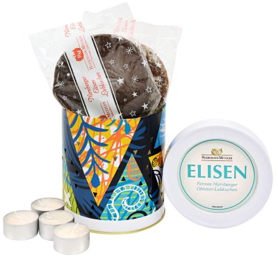 Windlicht-Dose mit Elisenlebkuchen