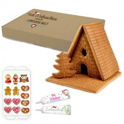 Gingerbread house complete set L in printed advertising box, logo optional