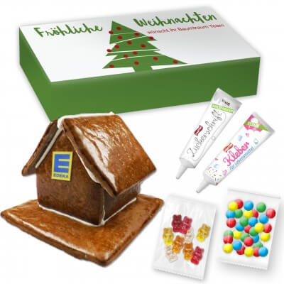 Gingerbread house L to make yourself with accessories - in printed advertising cardboard