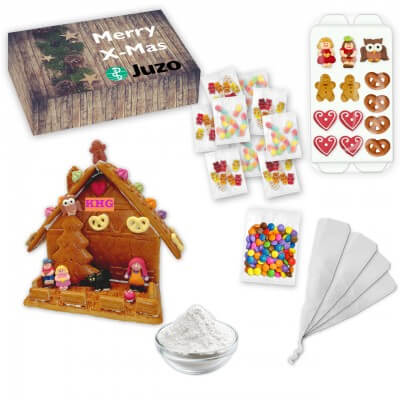 Gingerbread house kit to build and decorate in individual advertising box - with decoration