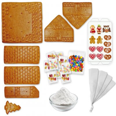 Gingerbread house kit for building and decorating - complete set