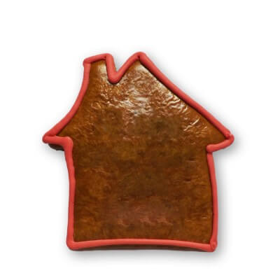 Gingerbread house blank with red border, 15cm