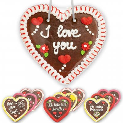 gingerbread heart - 23cm - different slogans