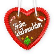 Lebkuchenherz weihnachtlich mit Frohe Weihnachten Spruch