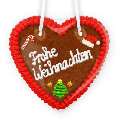 Lebkuchenherz weihnachtlich mit Frohe Weihnachten Spruch
