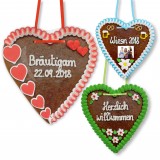 Gingerbread Heart custom made with text and picture, 21cm