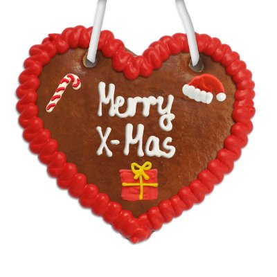 Lebkuchenherz weihnachtlich mit Merry X-Mas Spruch