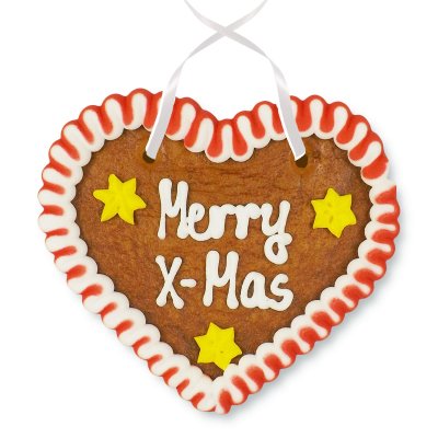 Lebkuchenherz weihnachtlich mit Merry X-Mas Spruch