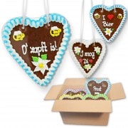 Gingerbread Heart Mixed Box -18cm - 20 hearts per box - various