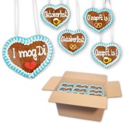 Super Mini - Lebkuchenherz Mischkarton - 8cm - 30 Herzen - versch. Themen