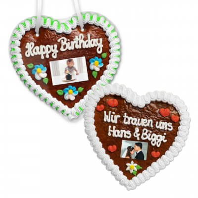 Gingerbread Heart with Photo, 18cm