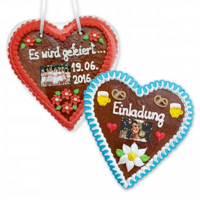 Gingerbread Heart custom made with phrase and Photo, 21cm