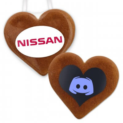 Gingerbread heart individual with paper-logo, 12cm