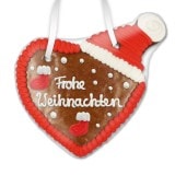 Frohe Weihnachten - Lebkuchenherz mit Mütze, 16cm