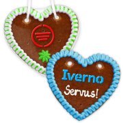 Lebkuchenherz mit Direktdruck - Logo aus Zuckerguss, 14cm
