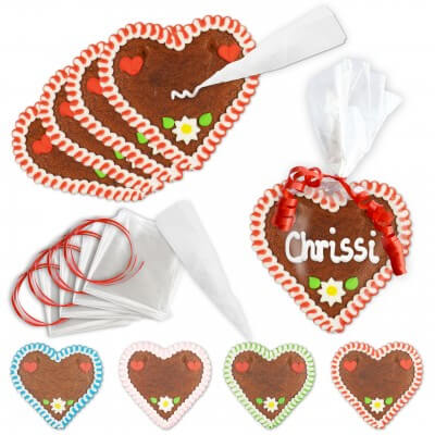 Mini gingerbread heart, Do-It-Yourself box 10 pieces