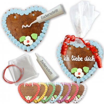 Lebkuchenherz zum Selbstbeschriften -Set, 14cm