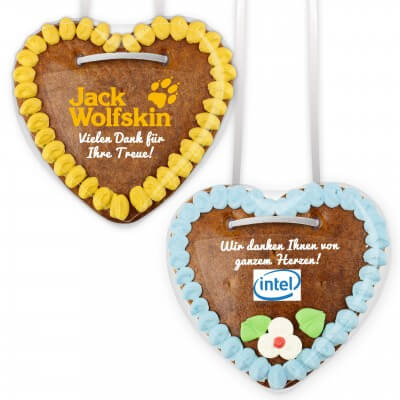 Gingerbread heart with desire motif on full foil sticker, 14cm
