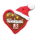 Gingerbread Heart with Christmas Cap, 16cm