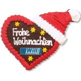 Lebkuchenherz mit Weihnachtsmütze individuell, 20cm