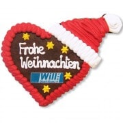 Lebkuchenherz mit Weihnachtsmütze individuell, 20cm