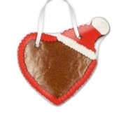 Gingerbreadheart with santa hat blank with border, 12 cm