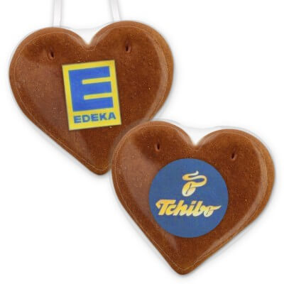 Gingerbread heart Economy Quality 12cm, with edible company-logo