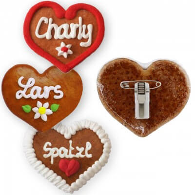 Gingerbread Heart Button Badge individual - 8cm - Big Order