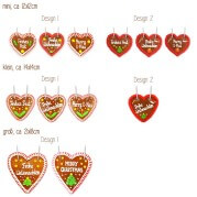 Gingerbread hearts saying and sizing