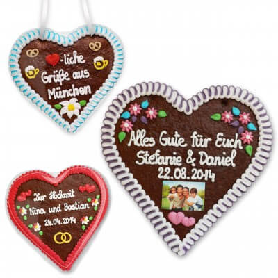 Personal gingerbread heart 30cm with your text and photo