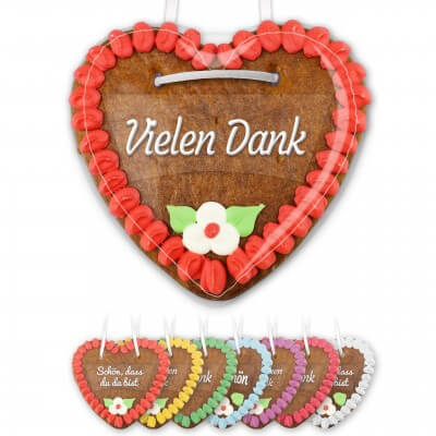 Gingerbread heart 14cm with sticker - different sayings