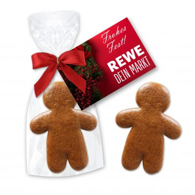 Gingerbread man 7 cm - cellophane Packed with an individual advertising card