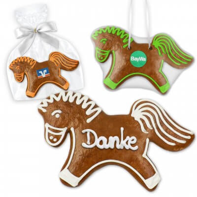 Gingerbread horse  individual, 15cm - optional with logo