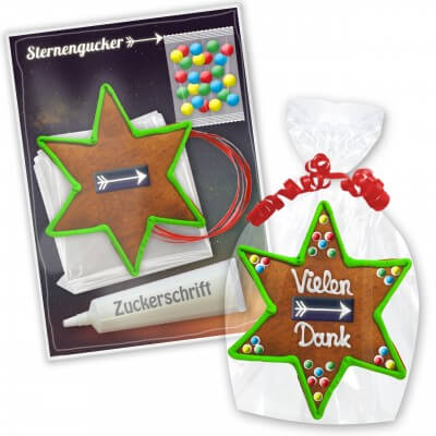 Gingerbread star crafting kit - with border, green