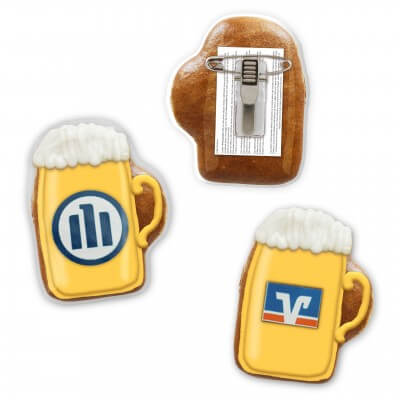 Mini gingerbread beer mug with logo and pin - 7cm