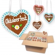 Lebkuchenherz Mischkarton - 12cm - Thema Oktoberfest