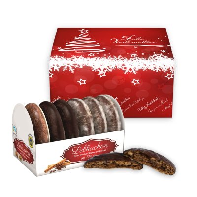 Oblaten-Lebkuchen in weihnachtlicher Geschenkbox – Weihnachtsbaum, 200g