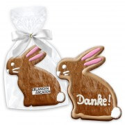 Easter cookie rabbit sitting about 12cm optional with text & logo